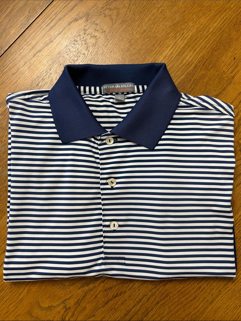 Peter Millar Summer Comfort Navy and White Striped Polo